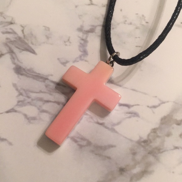 SOLD Handmade Shell Cross Necklace - Picture 3 of 5